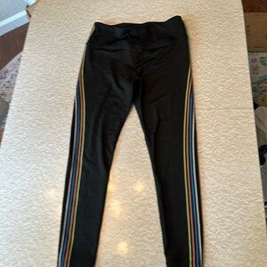 ZYIA Active Black Speed Derby Stripe Hi Rise 7/8 Leggings Size 8-10.